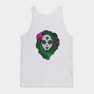 Green hair Pin-up goth girl graphic design Tank Top